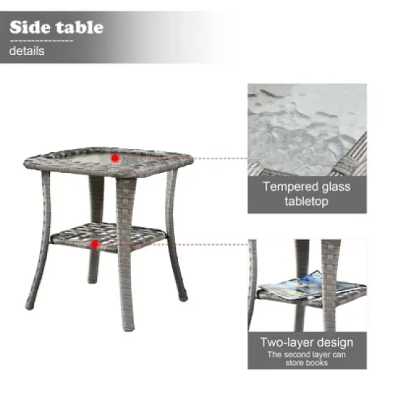 Marlton 9pc Wicker Outdoor Patio Furniture Set Conversation Sofa Sectional with Swivel Chairs and Cushions image {7}