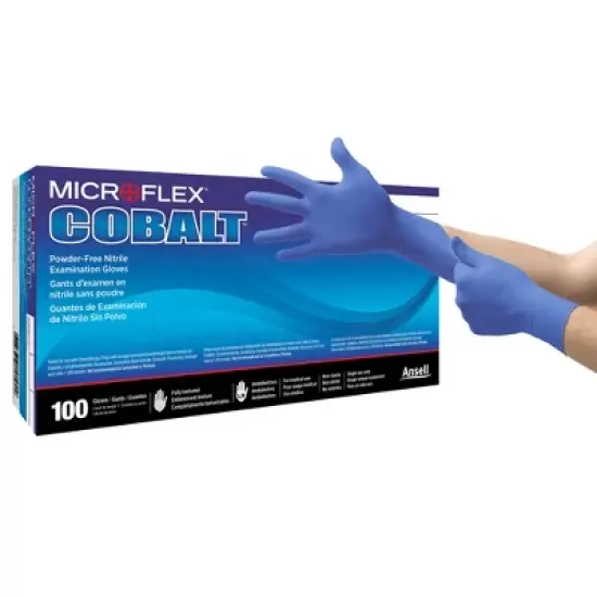 MICROFLEX Cobalt Disposable Nitrile Exam Glove Standard Cuff Length LARGE N193 100 per Box image {2}