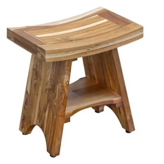 EcoDecors&reg; Serenity&reg; 18" Teak Wood Shower Bench with Shelf in EarthyTeak Finish image {10}