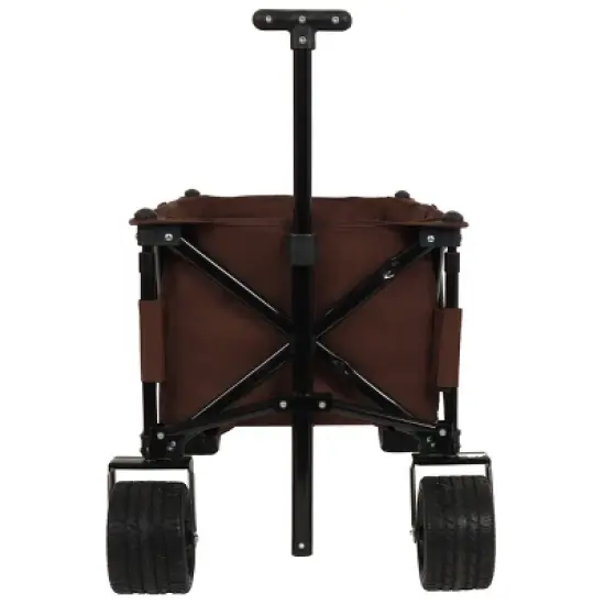 YONWAY Heavy Duty Foldable Extended Wagon with 300lbs and Capacity Collapsible Beach Wagon Cart for Outdoor Picnic Shoping Groceries, Brown image {3}