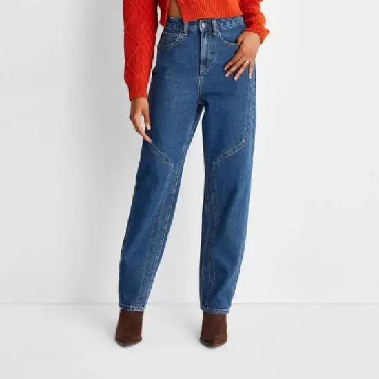 Women's Western Seamed Denim Straight Pant - Future Collective&trade; with Reese Blutstein Dark Blue image {3}