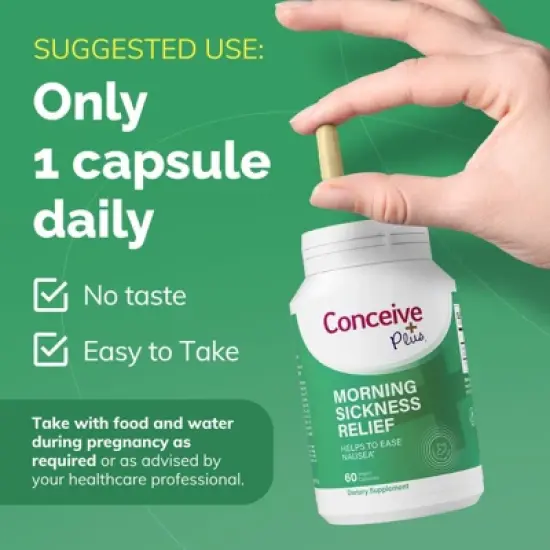 Conceive Plus Morning Sickness Relief - Relief from Nausea, Motion & Stomach Discomfort During Pregnancy- 60ct image {4}