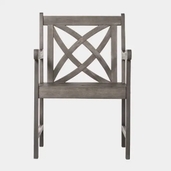 Vifah 5pc Renaissance Acacia Outdoor Patio Dining Set with Stacking Chairs Gray image {1}