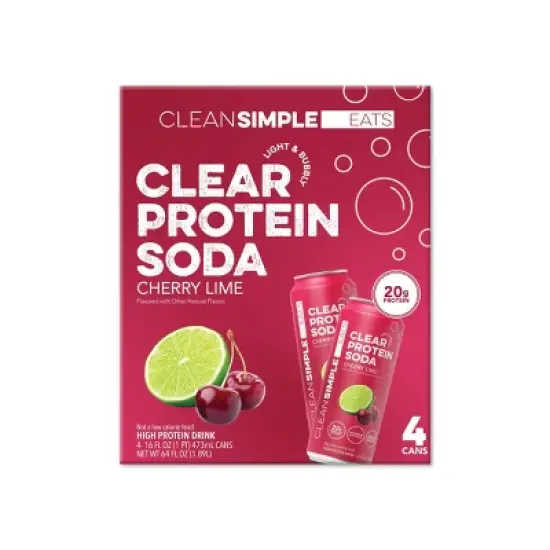 Clean Simple Eats Clear Protein Soda Cherry Lime Cans - 4pk/16 fl oz image {1}