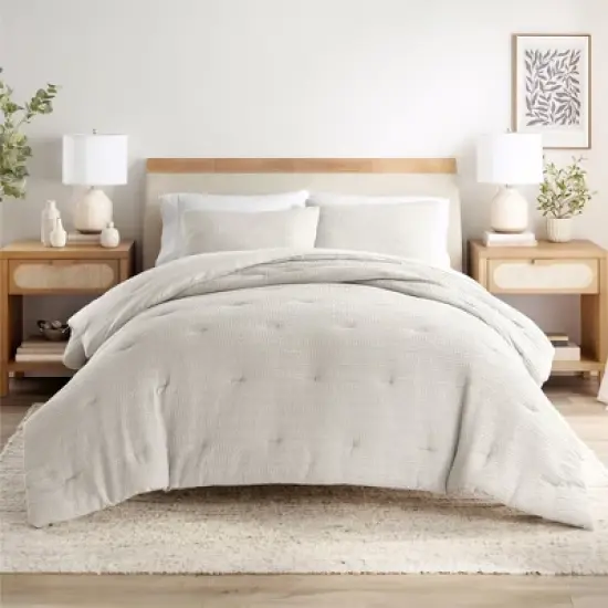 Waffle Textured Comforter Set All Season Down-Alternative Ultra Soft Puffy Bedding - Becky Cameron image {2}