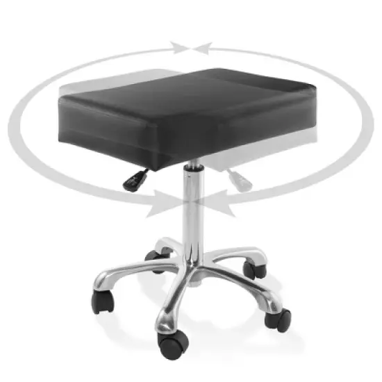 Saloniture Rolling Hydraulic Salon Stool with Large Seat - Adjustable Swivel Spa Chair with Wheels image {3}