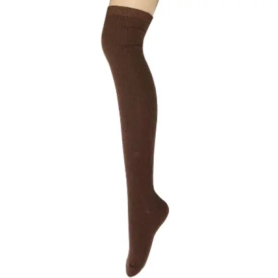 Wrapables Women's Ribbed Knee High Boot Socks, Coffee image {1}