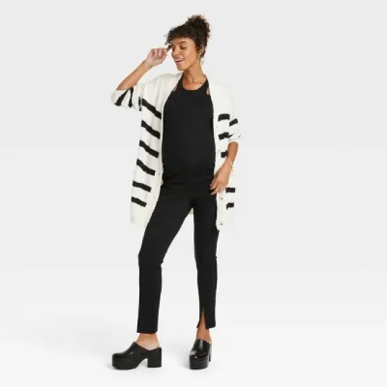 Over Belly Split Front Ponte Maternity Pants - Isabel Maternity by Ingrid & Isabel&trade; Black image {2}