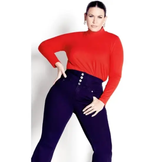 Women's Plus Size Organic Mock Neck Top - red | AVENUE image {3}