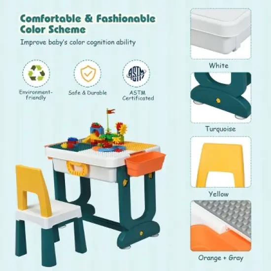 Costway 5 in 1 Kids Activity Table Set w/ Chair Toddler Luggage Building Block Table image {6}