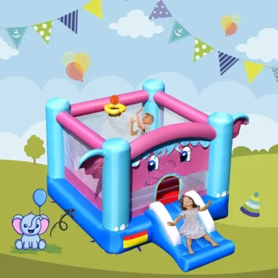 Costway Inflatable Bounce House 3-in-1 Elephant Theme Inflatable Castle without Blower image {2}