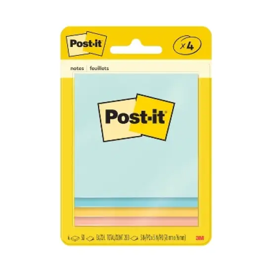 Post-it Notes 4pk 3" x 3" 50 Sheet/Pad Beachside Caf&eacute; Collection: Multicolor Sticky Notes, Uncoated Paper, Art & Design Theme image {10}