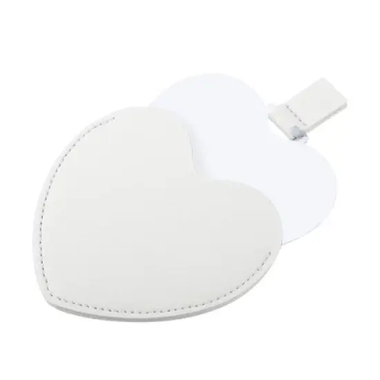 Unique Bargains Stainless Steel Heart Shaped Compact Makeup Mirror and PU Leather Case image {13}