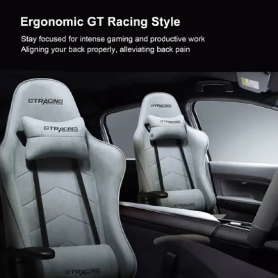 GTRACING Gaming Chair with Footres Ergonomic Recliner Office Chair with Lumbar Support Blue image {1}