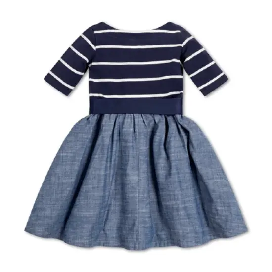 Hope & Henry Girls' 3/4 Sleeve Lightweight Knit Skater Dress, Kids image {2}