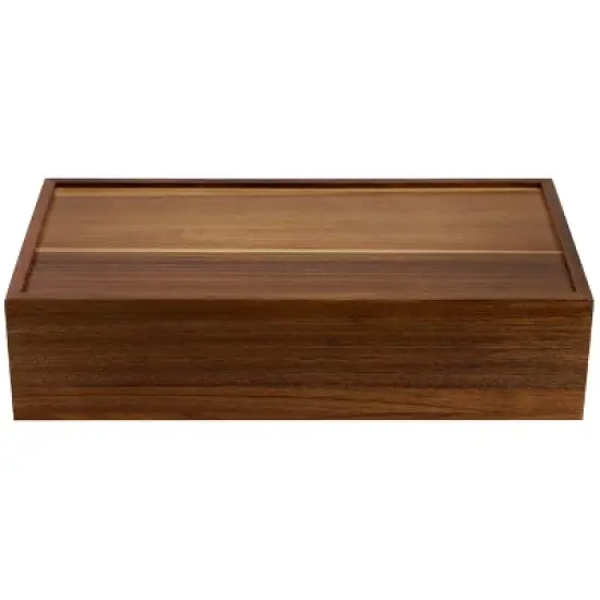MegaChef Acacia Wood 14.25 x 7.5 Inch 10 Compartment Tea Box image {2}