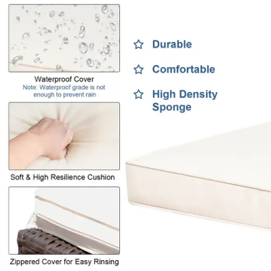 Costway 3PCS Patio Rattan Wicker Bar Table Stools Dining Set Cushioned Chairs Garden image {5}