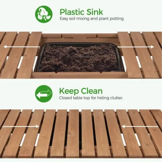 Yaheetech Outdoor Garden Potting Bench Wooden Work Station image {5}