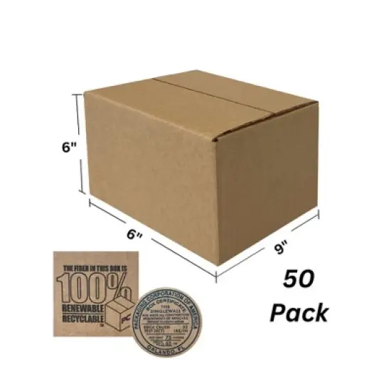 UOFFICE Bulk Pack of 50 Corrugated Boxes 9" x 6" x 6" Shipping Boxes image {1}