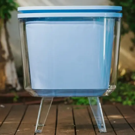 Life Story 8 Gallon Cool Bar Double Insulated Outdoor Patio Drink Cooler and Side Table with Adjustable Height and Non-Slip Rubber Feet, Blue image {4}