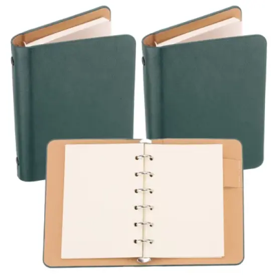 Unique Bargains 6 Ring Mini A7 Leather Notebook Binder with 100 Sheets Paper 2 Pcs image {7}
