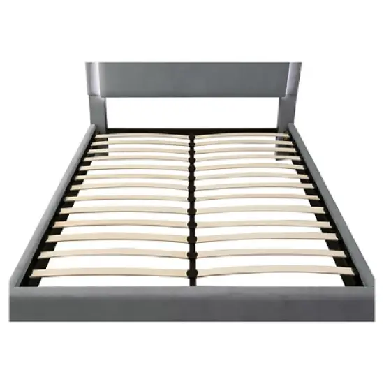 Shanelle Modern Fabric Platform Bed with Led Trim - miBasics image {4}