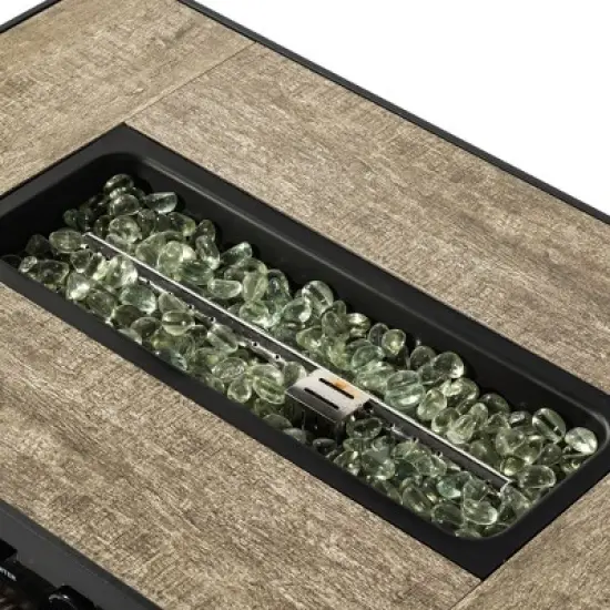 Christopher Knight Home Nathan Modern 50000BTU Steel and PE Rattan Rectangle Propane Fire Pit Table with Tank Holder image {5}