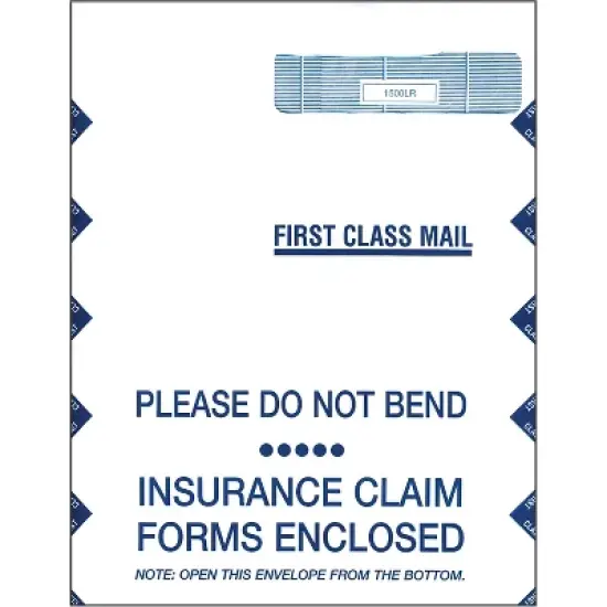 ComplyRight CMS-1500 Self Seal Security Tinted Window Envelope 9" x 12 1/2" White/Blue 100/Pack image {1}