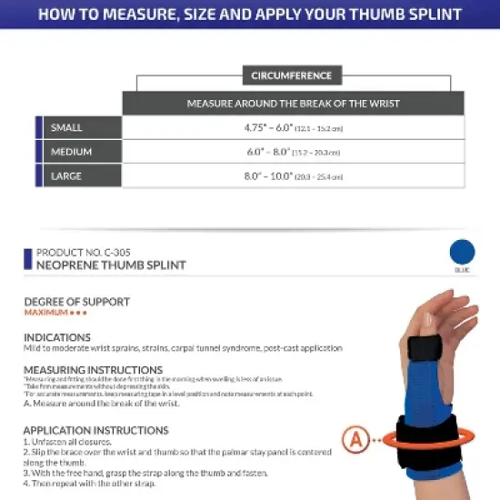 OTC Thumb Splint Immobilizer, Neoprene, Blue image {4}