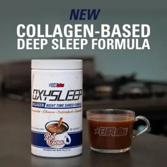 EHPlabs OxySleep Collagen Powder &ndash; Nighttime Sleep & Shred Support, Type 1 & 3 Bovine Collagen, Hot Cocoa Flavor &ndash; 30 Servings image {1}