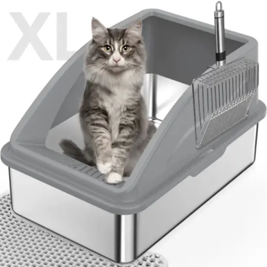 JOEJOY Metal Cat Litter Box,Large Stainless Steel Cat Litter Box,High Side,Anti-Leakage,Non-Sticky, Easy Clean,Odorless image {8}