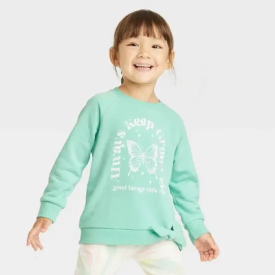 Grayson Mini Toddler Girls' Tie Waist Sweatshirt - Teal Green image {3}