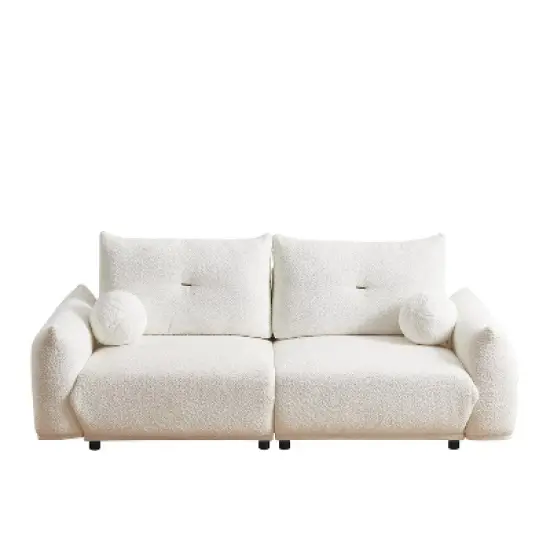 NicBex Couches for Living Room 90" Loveseat Sofa Couch Lamb's Wool Upholstered 2-seater Sofa with 2 Cushions and 2 Ball Pillows image {3}