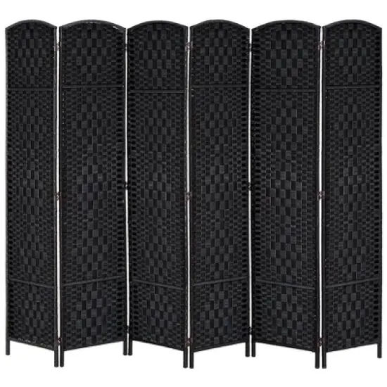 6 Panel Room Divider,Folding Privacy Screen, 70.75" Tall Wicker Weave Separator,Wave Fiber Freestanding Partition Wall Divider for Home-The Pop Home image {8}