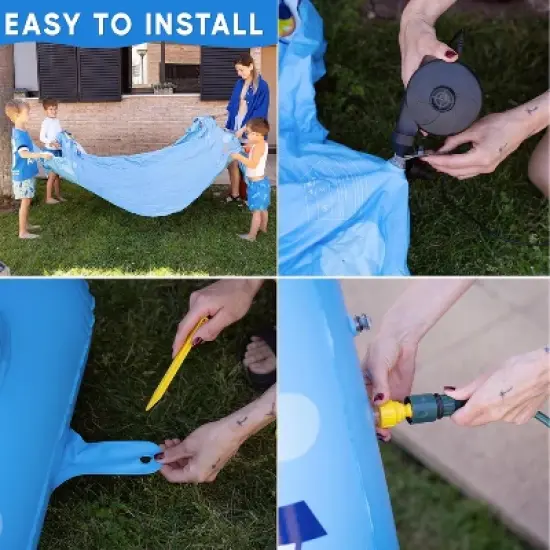 Zone Tech Splash Pad Sprinkler for Kids - Big Inflatable Shark Sprinkler with Basketball Hoop Water Splash Pad for, Ball and Accessories Included image {7}