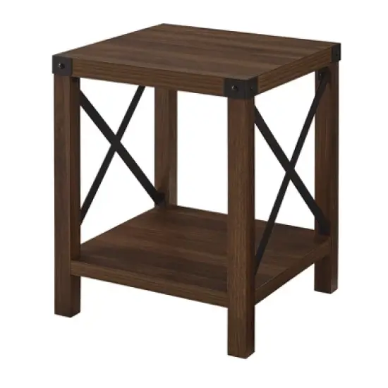 Sophie Rustic Industrial X Frame Side Table - Saracina Home image {4}