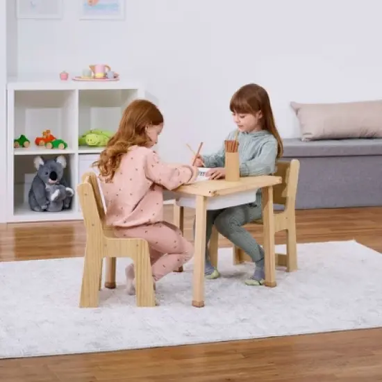Avenlur Cordia Wooden Kids Activity Table and Chair Set &ndash; Natural Finish, Toddler & Preschool Learning Furniture image {2}