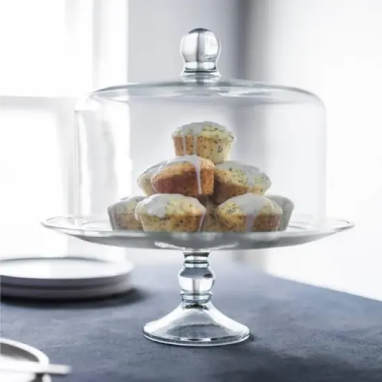 Libbey Selene Glass Cake Stand with Dome image {1}