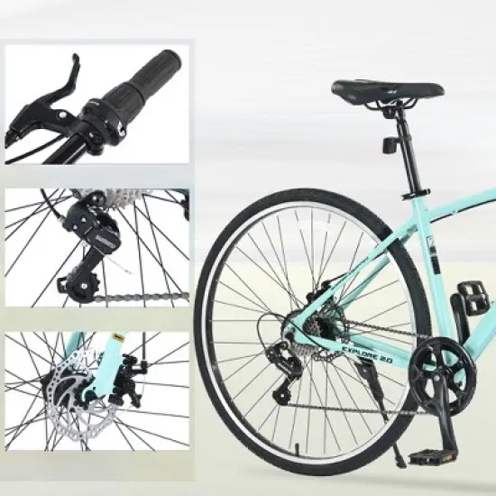 INFURNIC Bicycles, 27.5 Inch Road Bike for Women and Men, 7 Speed Road Bike, Green, 64.57"*25.19"*37.79" image {4}