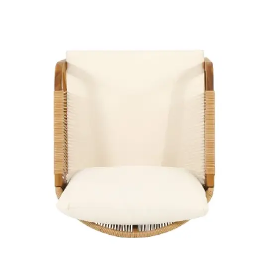 Christopher Knight Home Jabe Outdoor Acacia Wood and Wicker Club Chair with Cushions image {5}