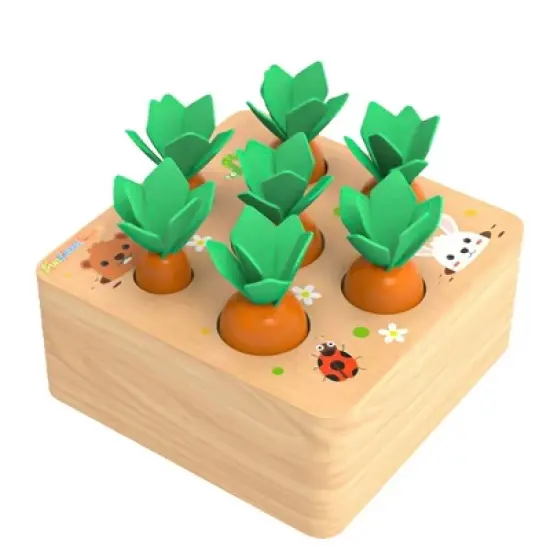 Fun Little Toys Wooden Carrot Sorting Game, Educational Toys for Toddlers, Preschool Gifts for 1-3 Year Old Boys and Girls image {8}