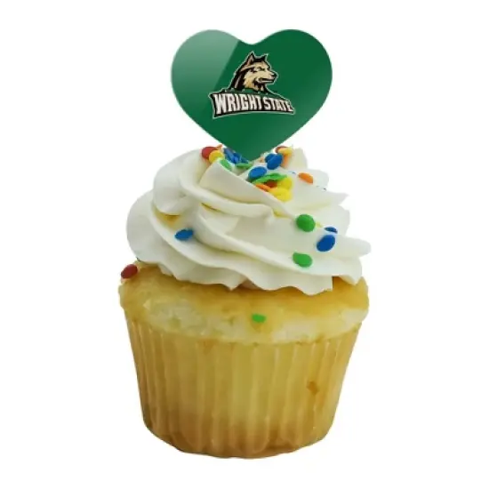 NCAA Wright State Primary Logo Heart Love Cupcake Picks Toppers Decoration Set of 6 image {4}