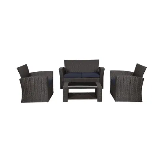 WestinTrends  4-Piece Modern Patio Conversation Sofa Set with Cushions image {12}