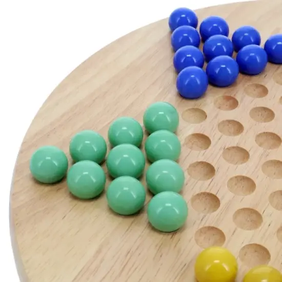 WE Games Solid Wood Chinese Checkers Set with Glass Marbles - 11.5 Inch image {4}