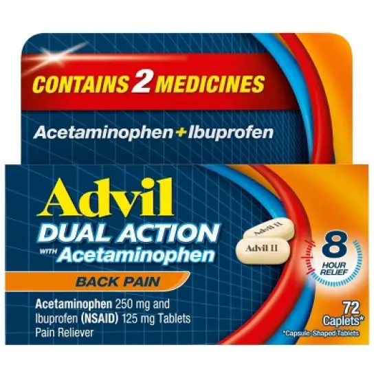 Advil Ibuprofen Dual Action NSAID Back Pain Reliever Caplet - 72ct image {12}