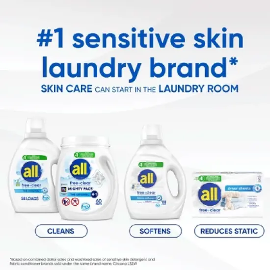 All Mighty Pacs Free Clear Laundry Detergent Pacs image {7}