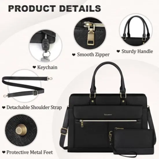 Laptop Bag for Women 15 Inch Laptop Tote Bag Business Office Work Bags Professional Briefcase image {5}