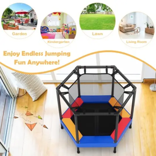Infans 48" Hexagonal Kids Trampoline Recreational Bounce Jumper W/Foam Padded Handrails image {5}