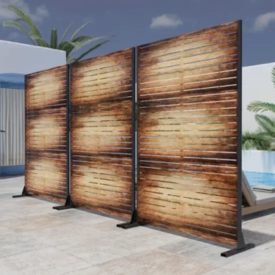 PexFix Outdoor Metal Privacy Screen Garden Fence in Striped Pattern image {3}