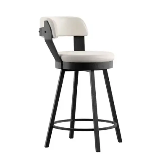 2pk 24" Meilan Faux Leather Metal Swivel Counter Height Barstools - Inspire Q image {8}